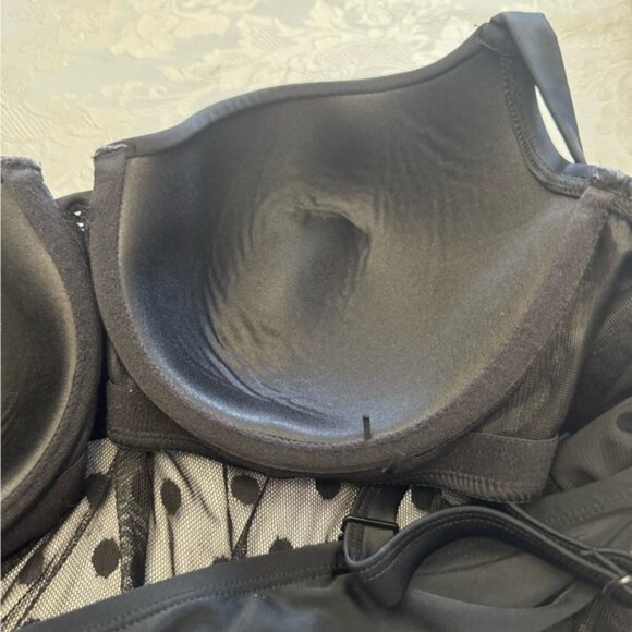 Swim By Cacique Balconette 40C Black Tankini Swimsuit Top Sheer Polka‎ Dot - Picture 9 of 11